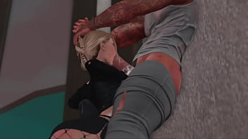 Gulping down dick at his villa second life