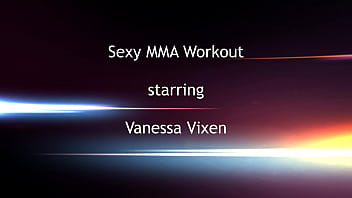 Busty petite blonde does fighting workout