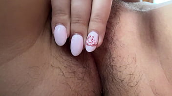 Close up of wet hairy pussy