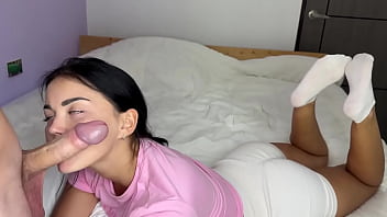 Hot athletic young brunette sucks big cock and gets fucked deutsch