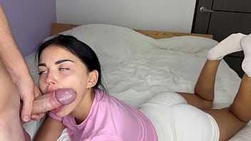 Hot athletic young brunette sucks big cock and gets fucked deutsch