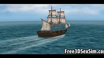 Sexy 3d ebony babe gets fucked on the beach