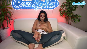 Hot big tits latina teen cosplay as day of the dead skeleton masturbating to wild orgasm