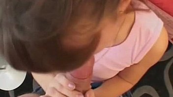 Amateur teen gf sucks and fucks with cum in mouth