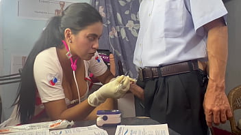 Doctor threesome she takes out the semen from her patient's stepbrother and masturbates her cute hot and slutty busty and big ass patient