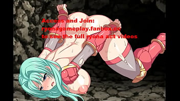 Cute green haired lady having sex with invisible men in erotic hentai ryona game video