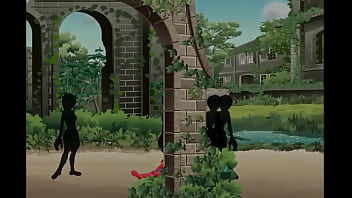 Cute green haired lady having sex with invisible men in erotic hentai ryona game video