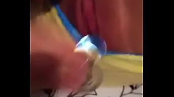 Girl uses glass dildo