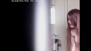 Blonde spied in bathroom