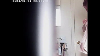 Blonde spied in bathroom