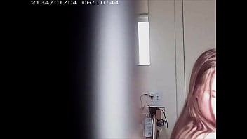 Blonde spied in bathroom