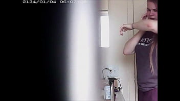 Blonde spied in bathroom