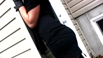 My sexy new girlfriend teases me smoking outside in provocative lingerie