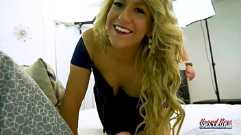 Blonde busty milf anya masturbates and sucks a cock to get her twat fucked