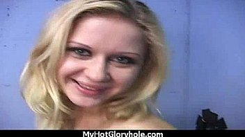 Ebony hottie milking cocks in the gloryhole 4