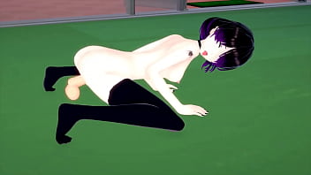 Pale sexy anime emo bitch cums four times and takes a big facial hentai anime