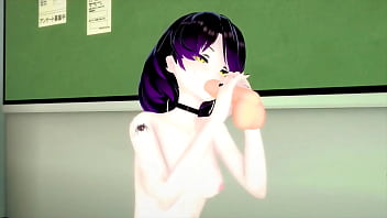 Pale sexy anime emo bitch cums four times and takes a big facial hentai anime