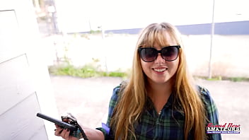 Busty horny inked blonde gwen milks a cock with her mouth and huge tits