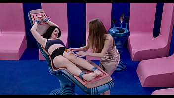 Cute brunette brill angel tied up and tickled feather feet tickling with petite nata gold