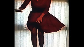 Dressed in red pleasing her boyfriend