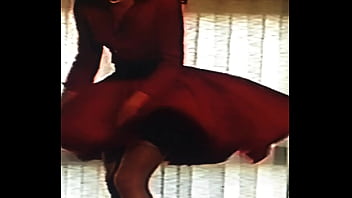 Dressed in red pleasing her boyfriend