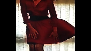 Dressed in red pleasing her boyfriend