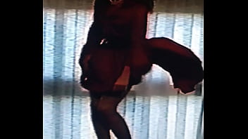 Dressed in red pleasing her boyfriend