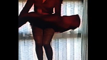 Dressed in red pleasing her boyfriend