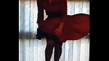 Dressed in red pleasing her boyfriend