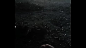 Camping caught stroking