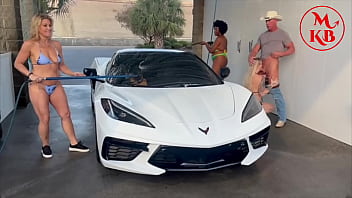 Blowjobs & fucking at the carwash with kora bell angel minx & duchess coco