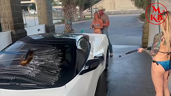Blowjobs & fucking at the carwash with kora bell angel minx & duchess coco