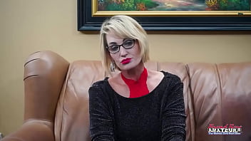 Horny blonde milf diana gets her mouth and pussy filled with a big cock