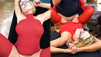 Horny blonde milf diana gets her mouth and pussy filled with a big cock