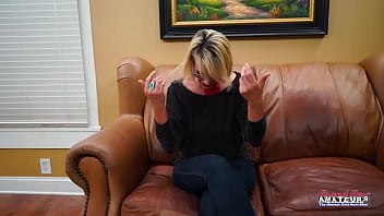 Horny blonde milf diana gets her mouth and pussy filled with a big cock