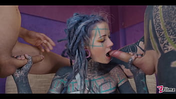 Double anal penetration for heavily tattooed anuskatzz sloppy bj atm and big anal gapes