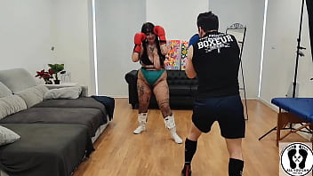 Hot boxing personal training chubby girl