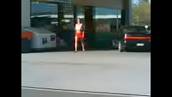 Justine in miniskirt at rotorua shell station
