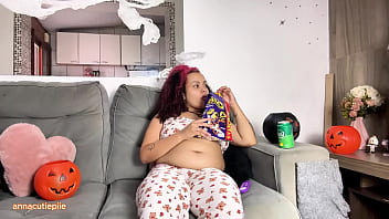 Gassy bbw halloween movie night with farting and burping
