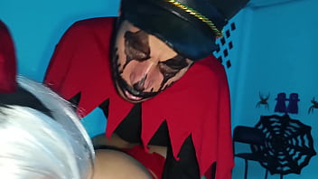 The innocent model is uncomfortable because she was told it was a modeling session and ended up making a halloween porn video