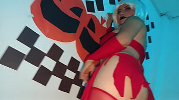 The innocent model is uncomfortable because she was told it was a modeling session and ended up making a halloween porn video