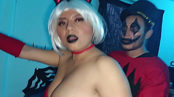 The innocent model is uncomfortable because she was told it was a modeling session and ended up making a halloween porn video