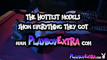 Sexy skinny brunette muse taking off her slutty uniform