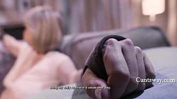 Caught desperate pillow humper and lent her a hand and a pussy