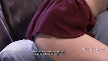 Caught desperate pillow humper and lent her a hand and a pussy