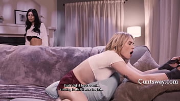 Caught desperate pillow humper and lent her a hand and a pussy