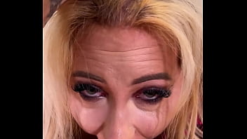 Amazing blonde girl gagging on my cock deepthroat balls licking sloppy blowjob