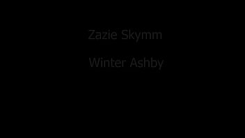 Zazie and winter slow motion scissoring