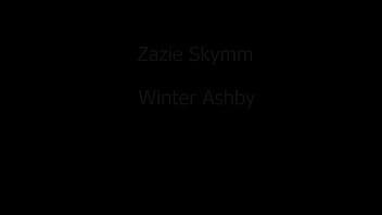 Zazie and winter slow motion scissoring