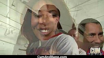 Real ebony babe getting hard core group making out 12